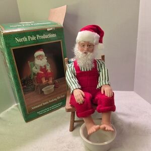 Santa Soaking His Feet Vintage Animated Figure *Works!